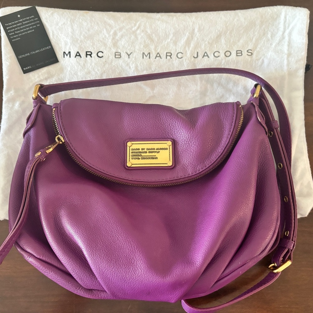 Marc by Marc Jacobs Natasha Classic Q Large 💜Purple Leather Crossbody Bag